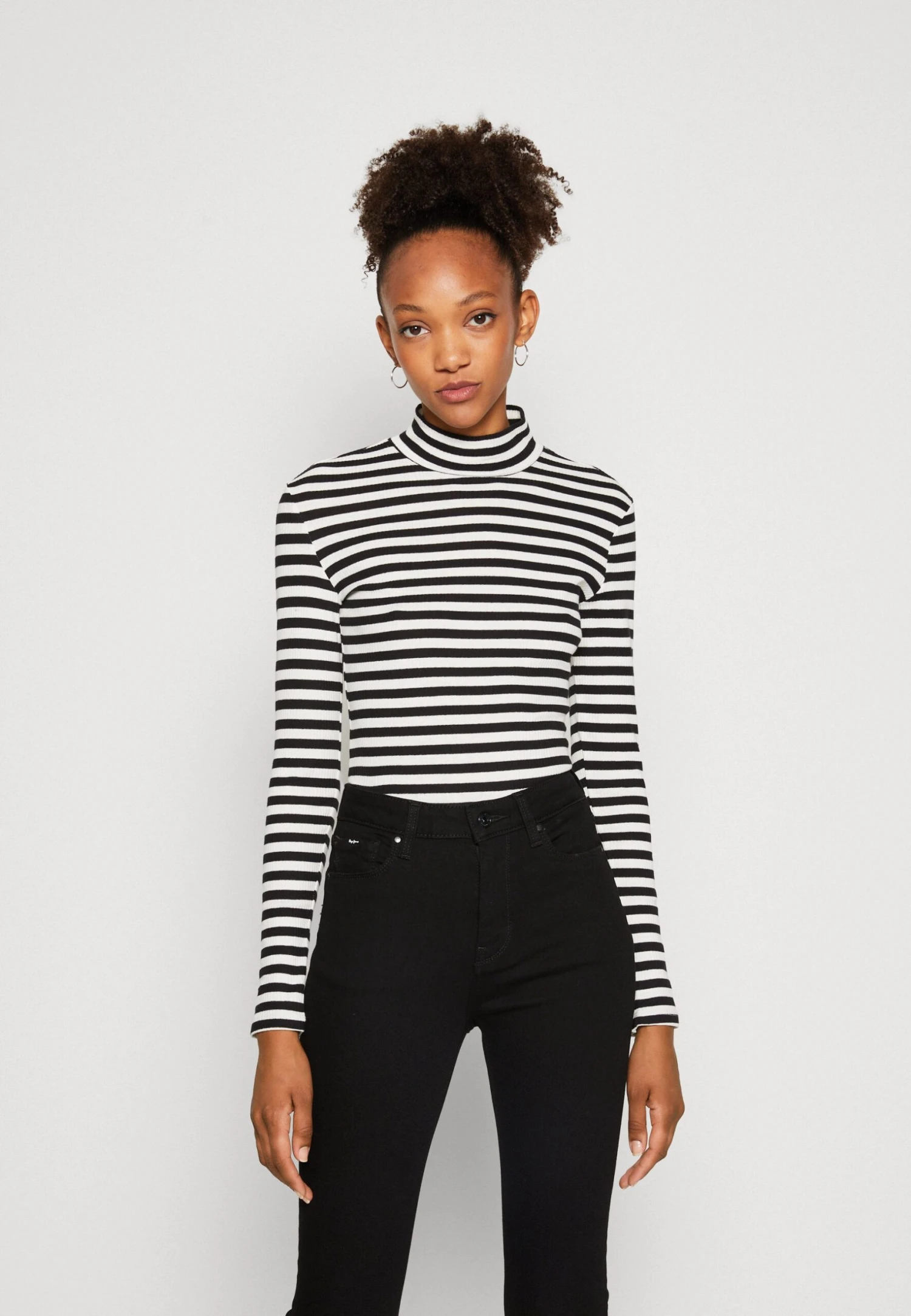 Pieces Pcruka T-Neck - T-Shirt À Manches Longues - Cloud Dancer/Black 3 Pieces Pcruka T-Neck - T-Shirt À Manches Longues - Cloud Dancer/Black