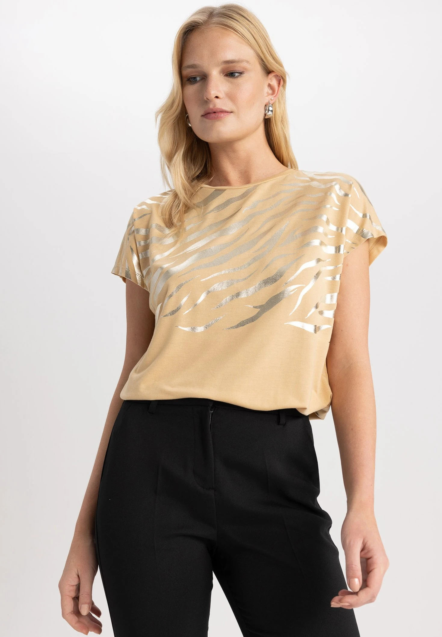 DeFacto Batwing - T-Shirt Imprimé - Beige 3 DeFacto Batwing - T-Shirt Imprimé - Beige