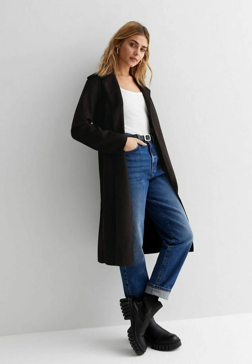 New Look Suedette Belted - Manteau Classique - Black 4 New Look Suedette Belted - Manteau Classique - Black – Image 2