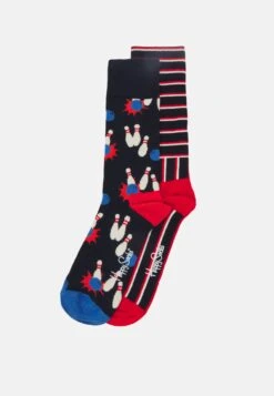 Happy Socks Blocked Stripe/Bowling Unisex 2 Pack - Chaussettes - Navy
