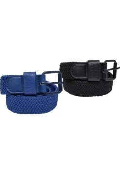 URBAN CLASSICS 2 Pack Unisex - Ceinture Tressée - Black Spaceblue