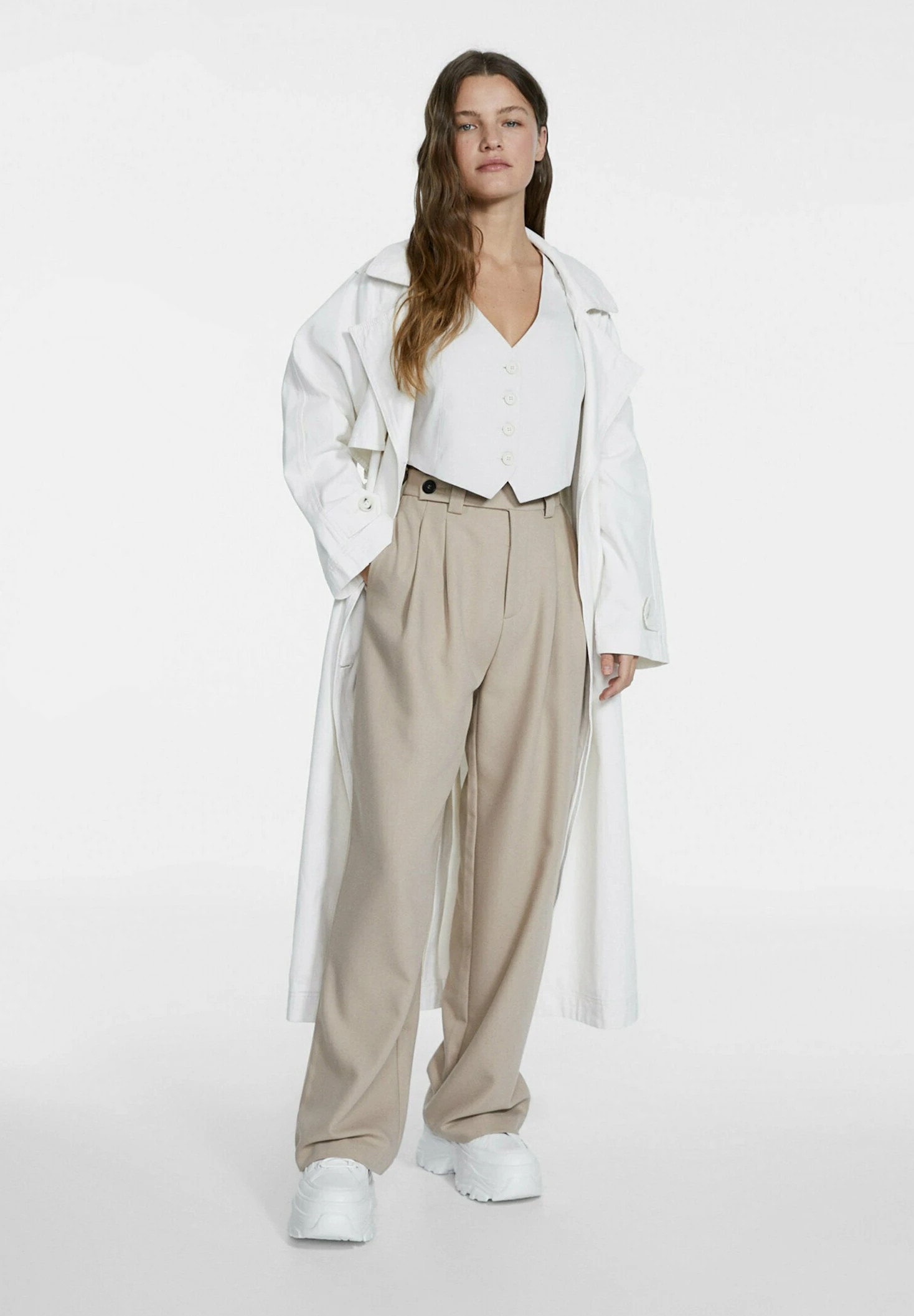 Stradivarius Kurze Basic - Veste Sans Manches - White 4 Stradivarius Kurze Basic - Veste Sans Manches - White – Image 2