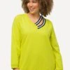 Ulla Popken Statement-Bänder V-Ausschnitt Langarm - Sweatshirt - Limette -Next Soldes 7eb30bfded084331a9923b18aa4257cb