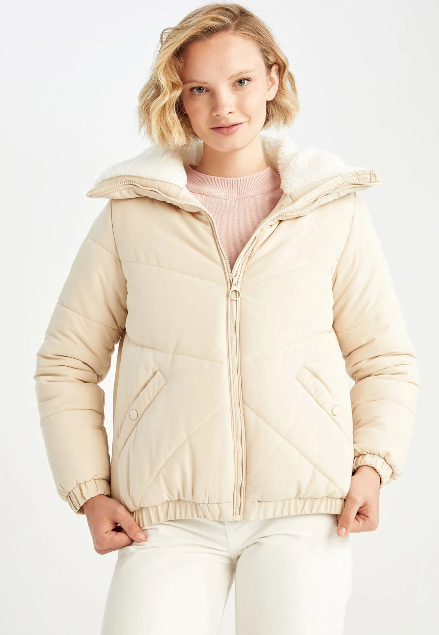 DeFacto Relax Fit - Veste D'Hiver - Ecru 3 DeFacto Relax Fit - Veste D'Hiver - Ecru