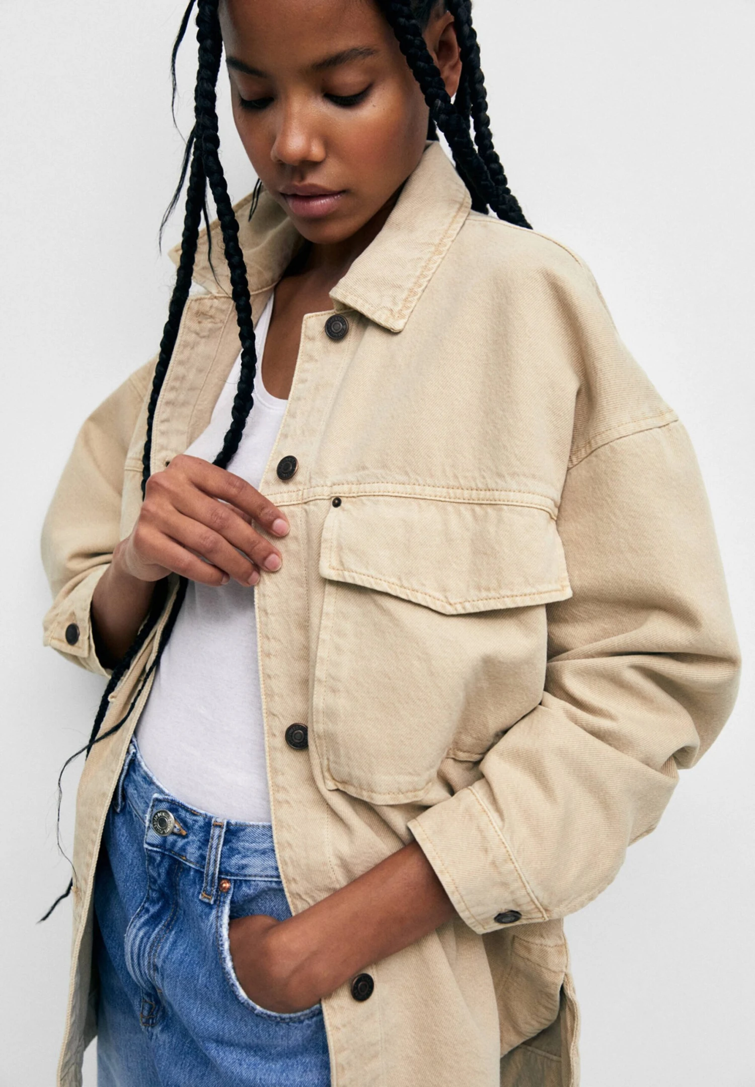 PULL & BEAR Basic - Veste Légère - Sand 6 PULL & BEAR Basic - Veste Légère - Sand – Image 4