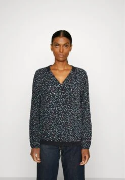 Tom Tailor Blouse V Neck With Tape Detail - T-Shirt À Manches Longues - Black