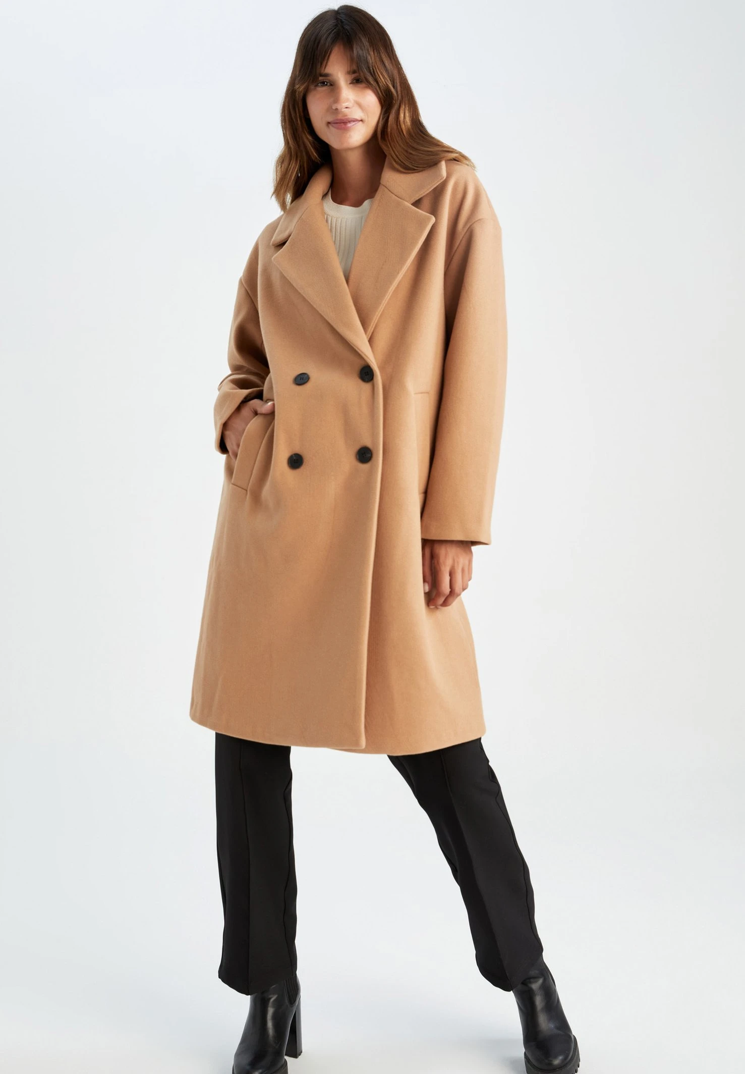 DeFacto Oversize Fit - Manteau Classique - Brown 4 DeFacto Oversize Fit - Manteau Classique - Brown – Image 2