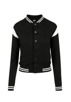 URBAN CLASSICS Ladies Inset College Jacket - Sweat Zippé - Black/White -Next Soldes 806607c78d5b46729b599c7b3d8b9f7b