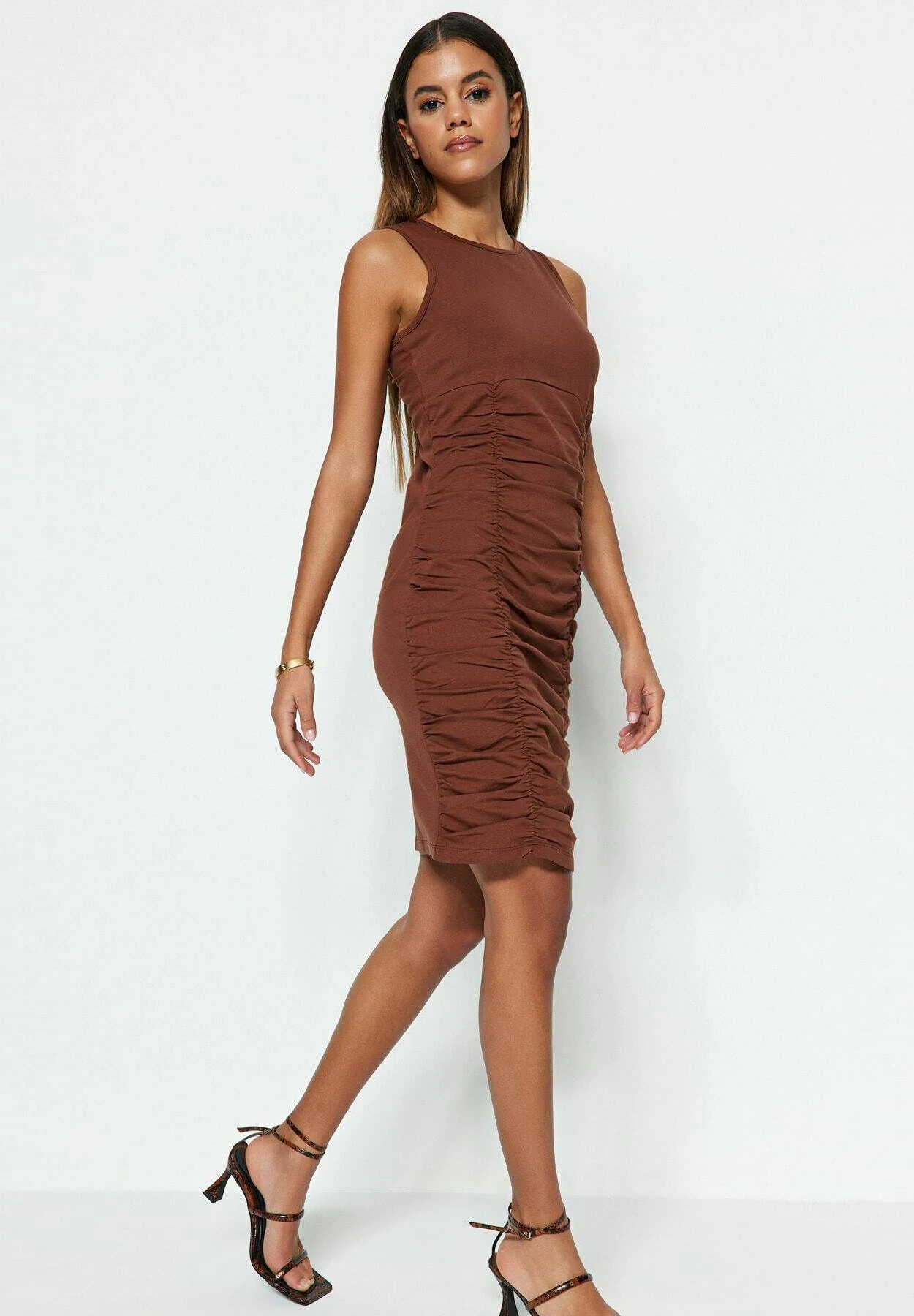 Trendyol Robe Fourreau - Brown 8 Trendyol Robe Fourreau - Brown – Image 6