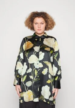 Vero Moda Curve Vmrenee Oversize Shirt - T-Shirt À Manches Longues - Black/Renee