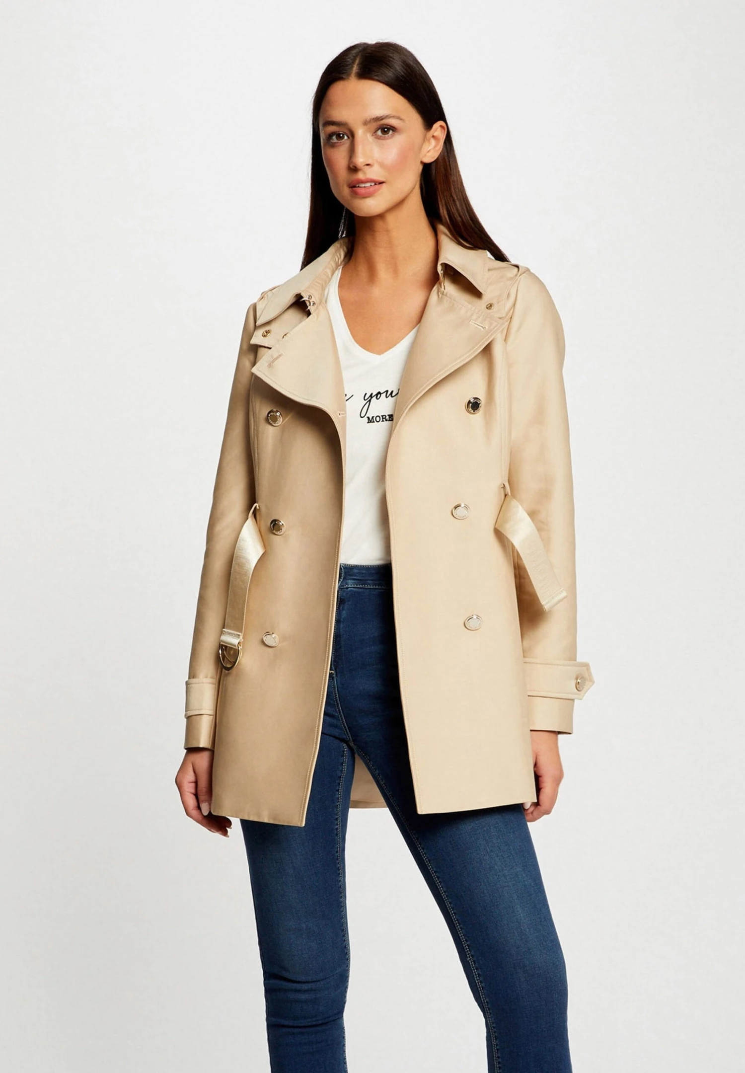 MORGAN Straight Belted With Hood - Trench - Beige 3 MORGAN Straight Belted With Hood - Trench - Beige