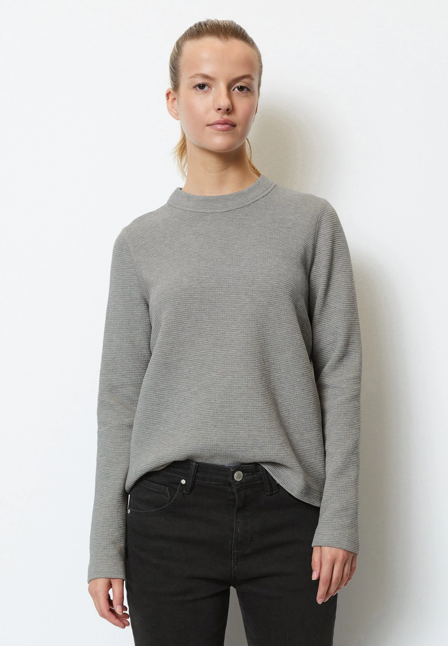 Marc O'Polo DENIM Crewneck Waffle Structure - T-Shirt À Manches Longues - Stone Melange 3 Marc O'Polo DENIM Crewneck Waffle Structure - T-Shirt À Manches Longues - Stone Melange