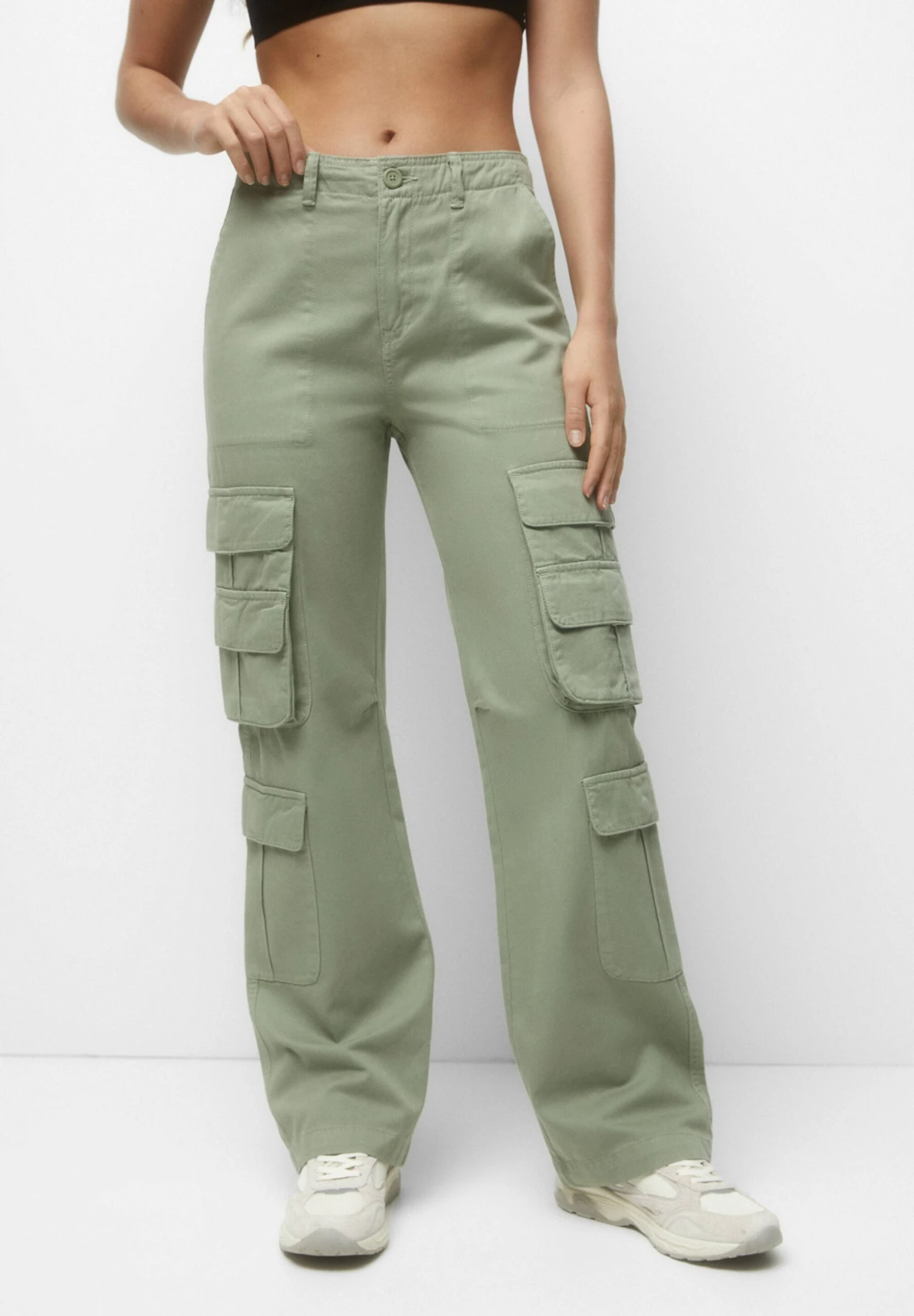 PULL & BEAR Basic With Multiple Pockets - Pantalon Cargo - Green 3 PULL & BEAR Basic With Multiple Pockets - Pantalon Cargo - Green