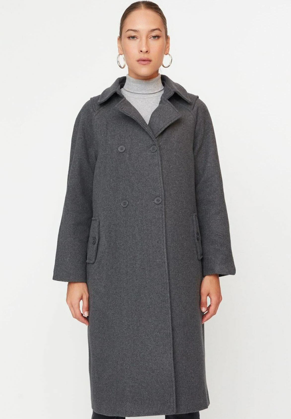 Trendyol Manteau Classique - Grey 3 Trendyol Manteau Classique - Grey