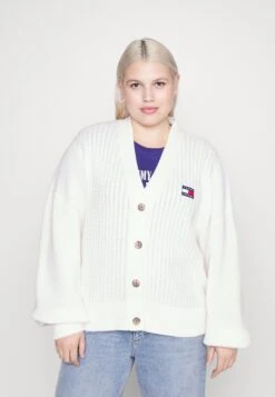 Tommy Jeans Curve Badge Cardigan - Gilet - Ancient White