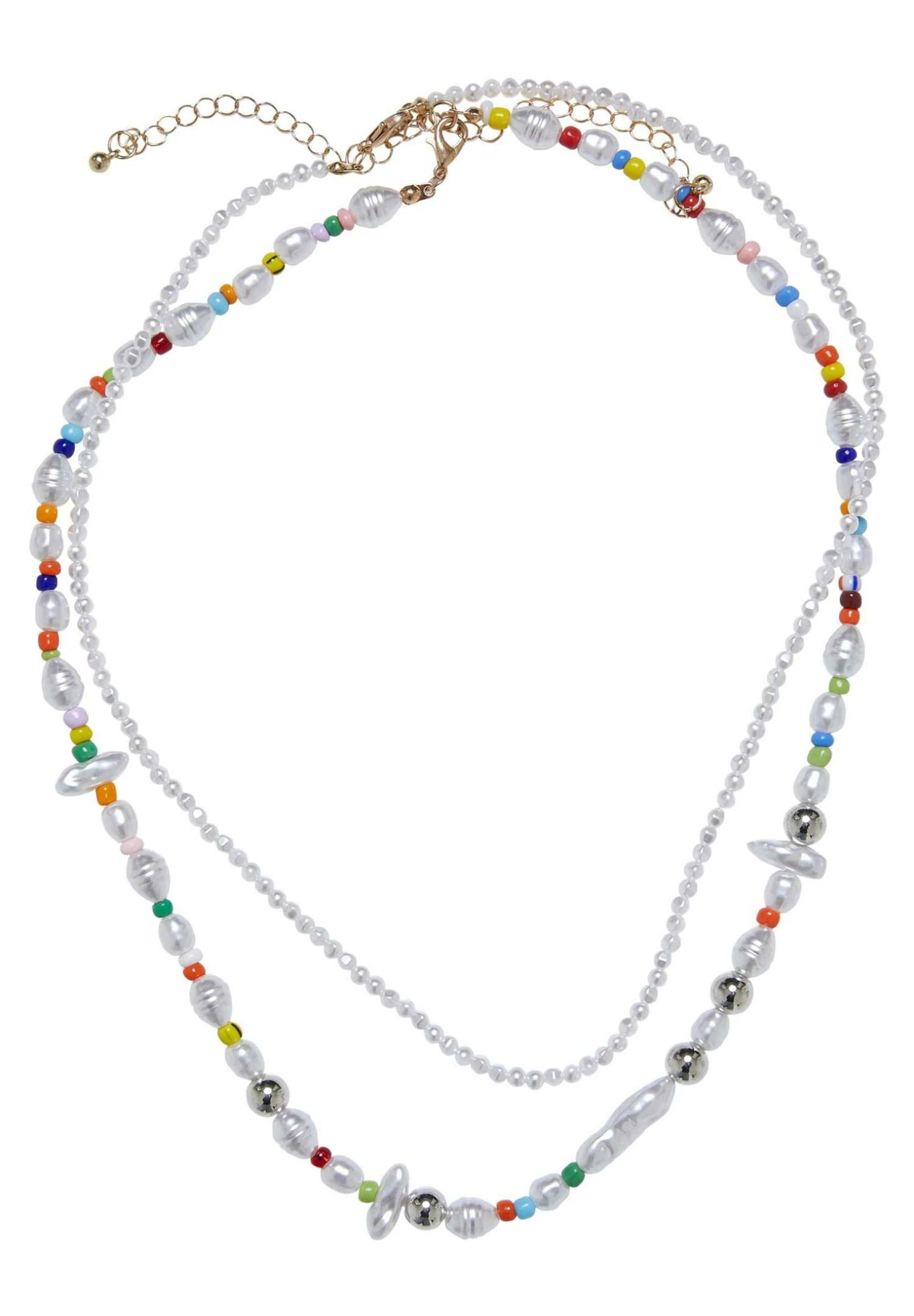 URBAN CLASSICS Various Pearl Layering 2-Pack - Collier - Multicolor 3 URBAN CLASSICS Various Pearl Layering 2-Pack - Collier - Multicolor