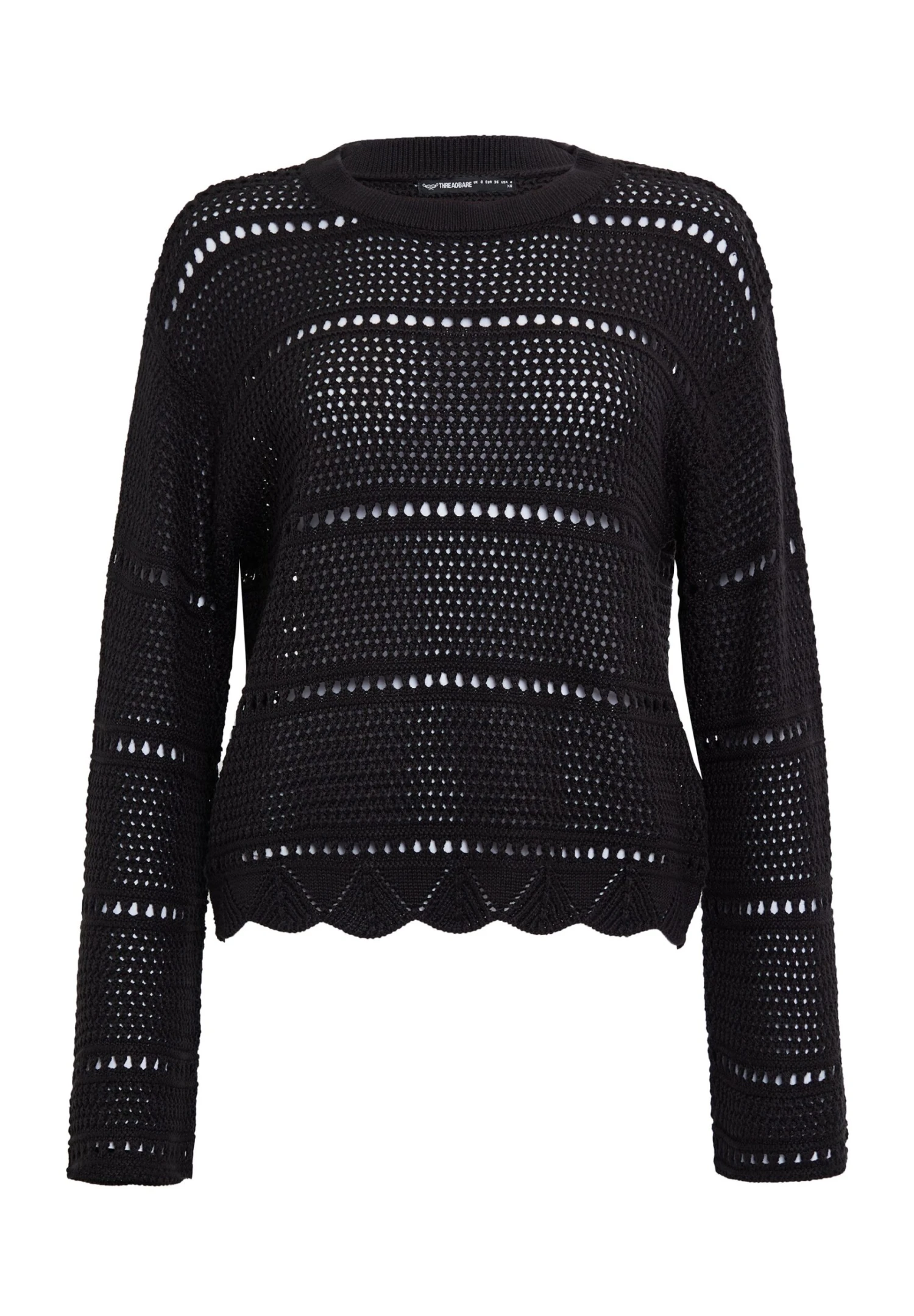 Threadbare Thb Melbourne Pointelle Crochet - Pullover - Black 7 Threadbare Thb Melbourne Pointelle Crochet - Pullover - Black – Image 5
