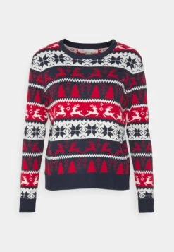 ONLY Onlxmas Comfy Deer - Pullover - Night Sky/Cloud Dancer/Chili Pepper -Next Soldes a719adb4b1734a2582846465551db2c7