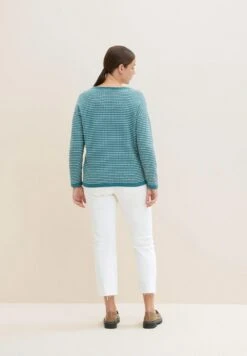 Tom Tailor Pullover - Teal Blue Bubble Structure -Next Soldes a7ab18135e594a41bdd34bedc6da98cd