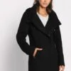 Asymmetrisch Geschwungener - Manteau Court - Noir