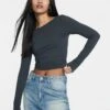Stradivarius Seamless With Low-Cut Back - T-Shirt À Manches Longues - Dark Grey -Next Soldes ae4c5f81ffd54b888162347f03729fb5