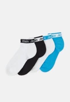 CALVIN KLEIN UNDERWEAR Quarter Logo Unisex 4 Pack - Chaussettes - White/Blue Crush/White/Black