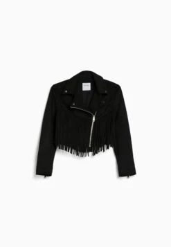 BERSHKA Veste En Similicuir - Black -Next Soldes b16d7f341d7c4b8695350301296c8bc6