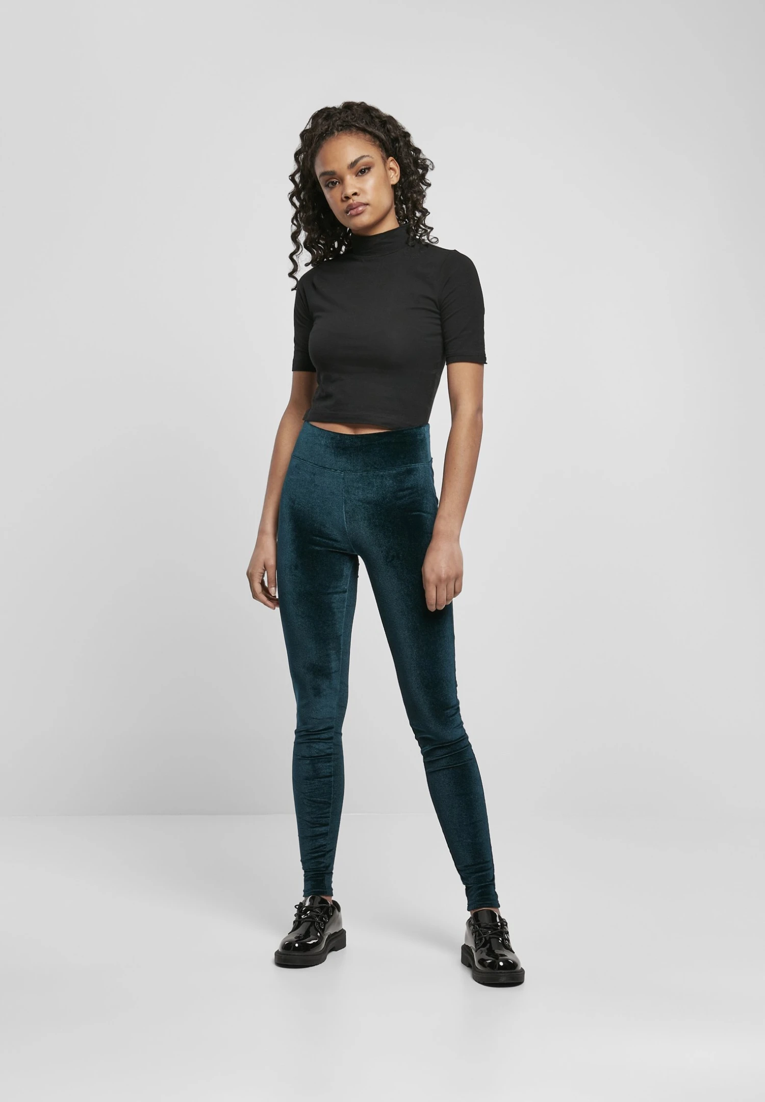 URBAN CLASSICS Ladies High Waist Velvet Leggings - Legging - Teal 4 URBAN CLASSICS Ladies High Waist Velvet Leggings - Legging - Teal – Image 2