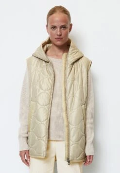 Marc O'Polo Onion Quilting Padded Side Slits Fixed Hood Patch - Veste Sans Manches - Jonesboro Cream