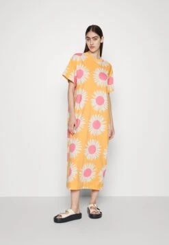 Marimekko Genista Auringonkukka Dress - Robe En Jersey - Orange/Pink/Grey