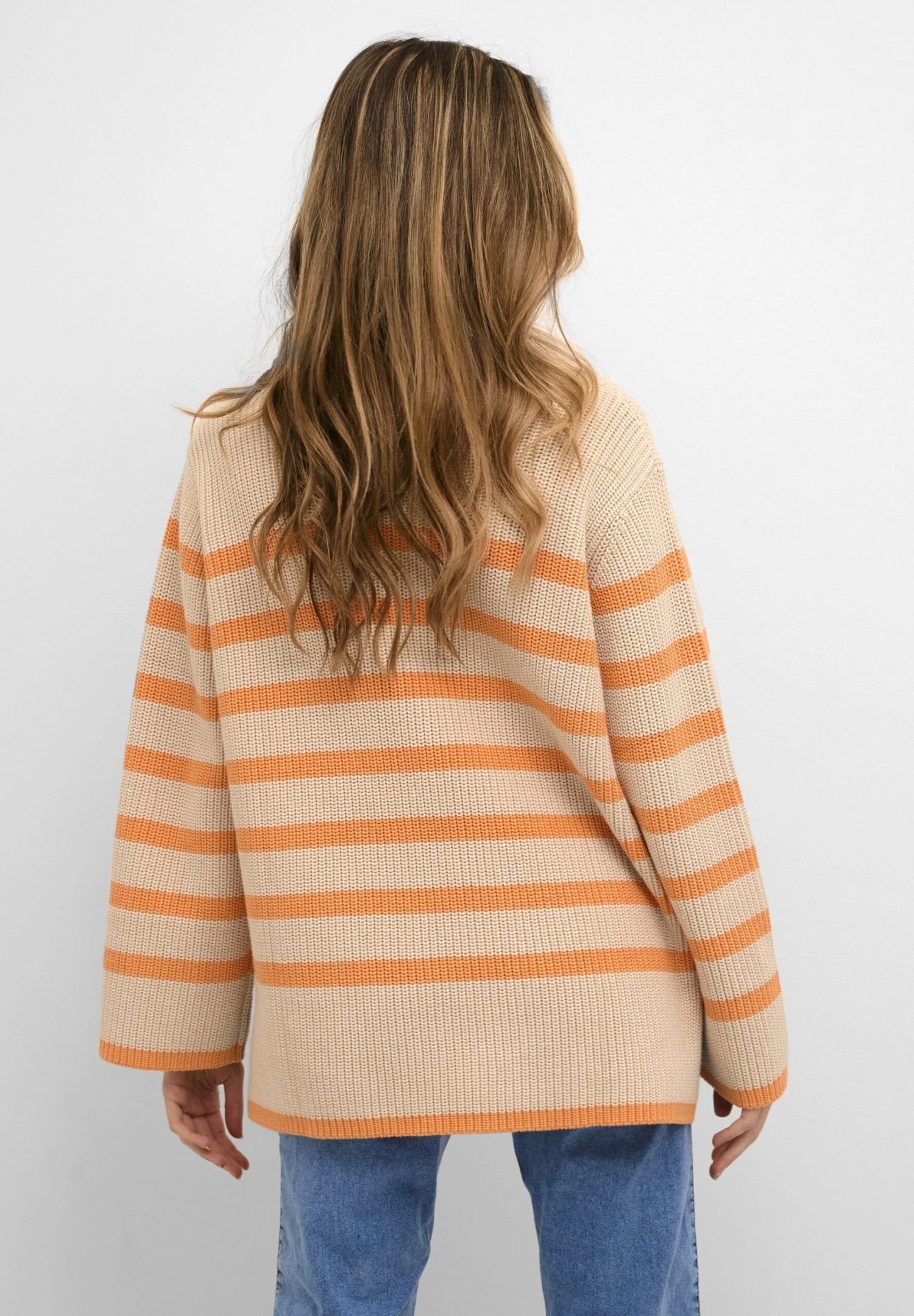 Kaffe Kacilla - Pullover - Sand Dollar Mock Orange Stripe 5 Kaffe Kacilla - Pullover - Sand Dollar Mock Orange Stripe – Image 3