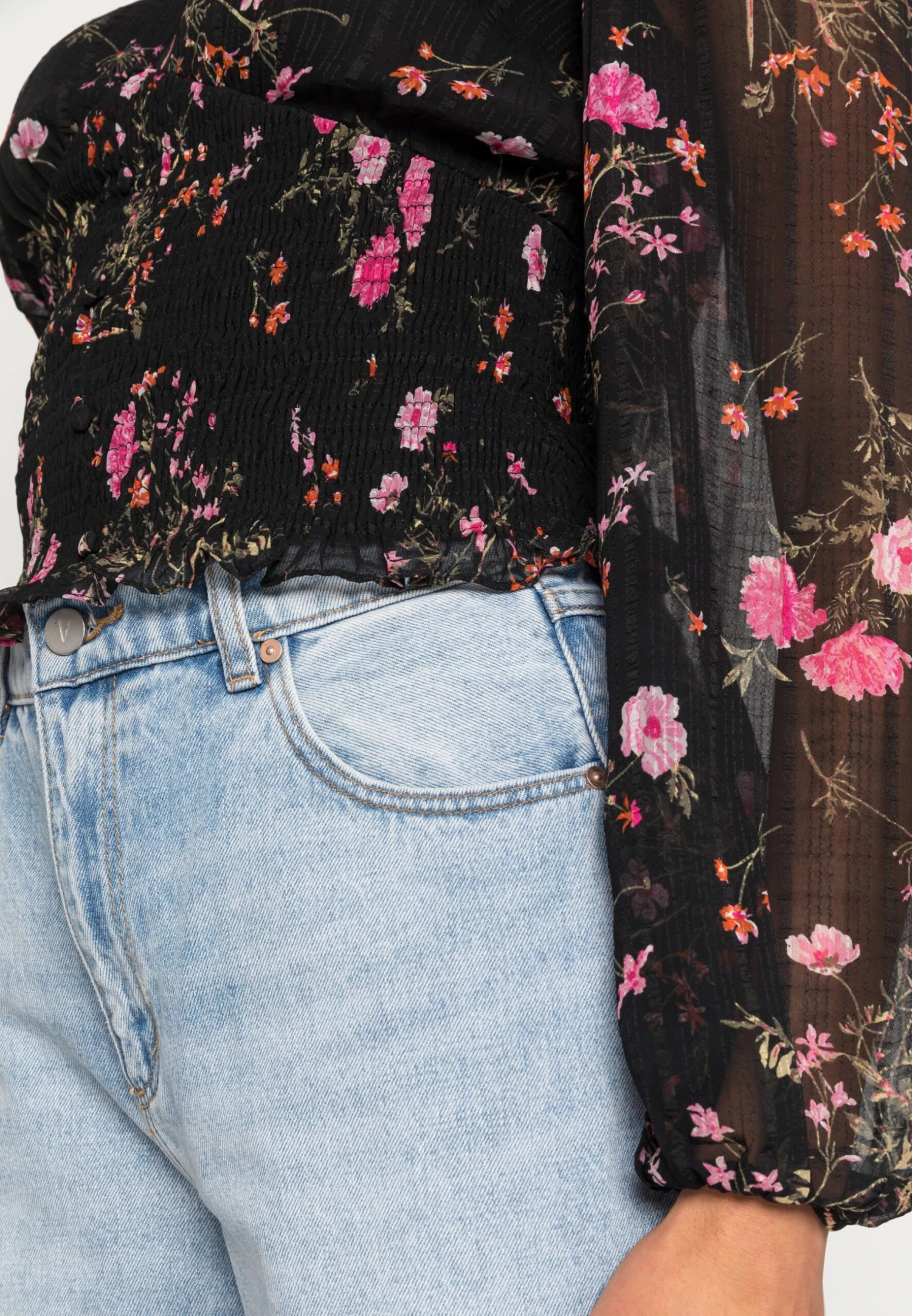 Vero Moda Vmrosa V Neck Smock - T-Shirt À Manches Longues - Black/Pink 7 Vero Moda Vmrosa V Neck Smock - T-Shirt À Manches Longues - Black/Pink – Image 5