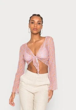 Monki T-Shirt À Manches Longues - Lilac Purple Light