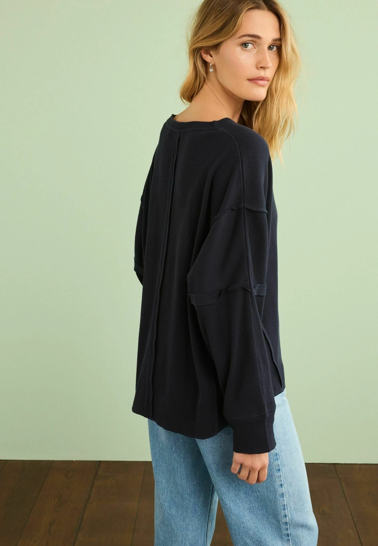 Next Long Sleeve Seam Detail Texture Standard - Pullover - Navy Blue 7 Next Long Sleeve Seam Detail Texture Standard - Pullover - Navy Blue – Image 5