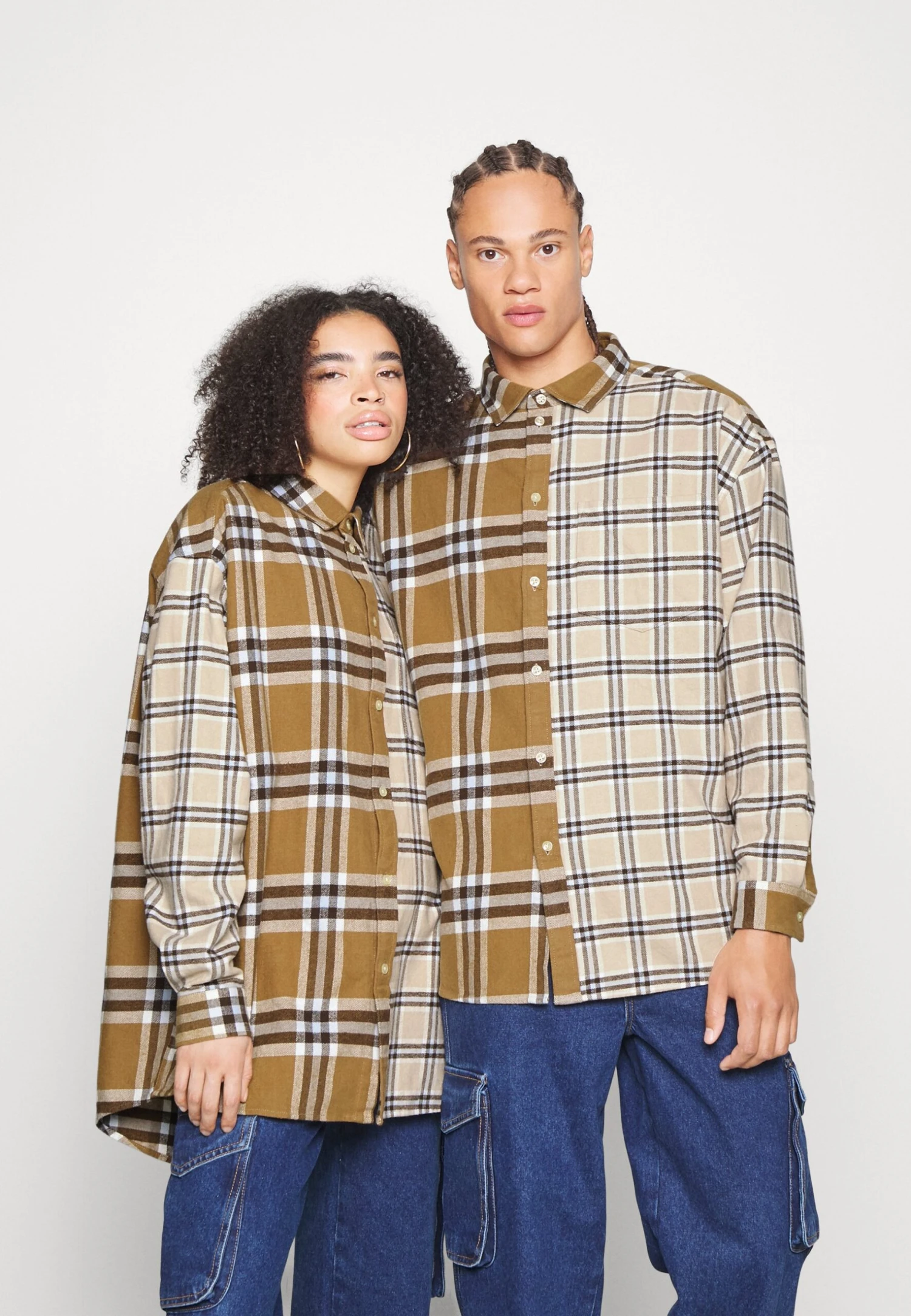 YOURTURN Mash Up Check Genderless - Chemise - Beige 3 YOURTURN Mash Up Check Genderless - Chemise - Beige