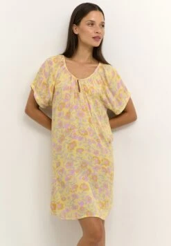 Kaffe Kaisolde Amber - Robe De Jour - Yellow Lupine Feather Flower