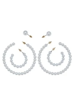 URBAN CLASSICS Pearl Hoop 3-Pack - Boucles D'Oreilles - Gold-Coloured