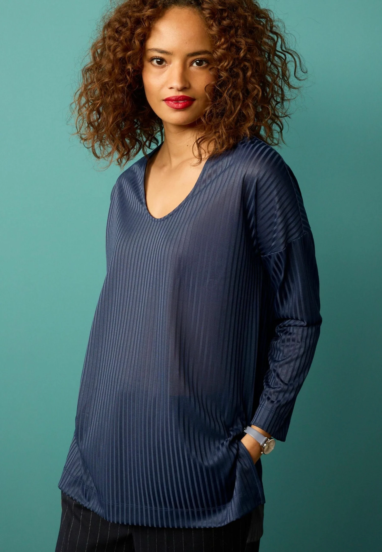 Next Scoop Neck Long Sleeve Standard - T-Shirt À Manches Longues - Navy 4 Next Scoop Neck Long Sleeve Standard - T-Shirt À Manches Longues - Navy – Image 2