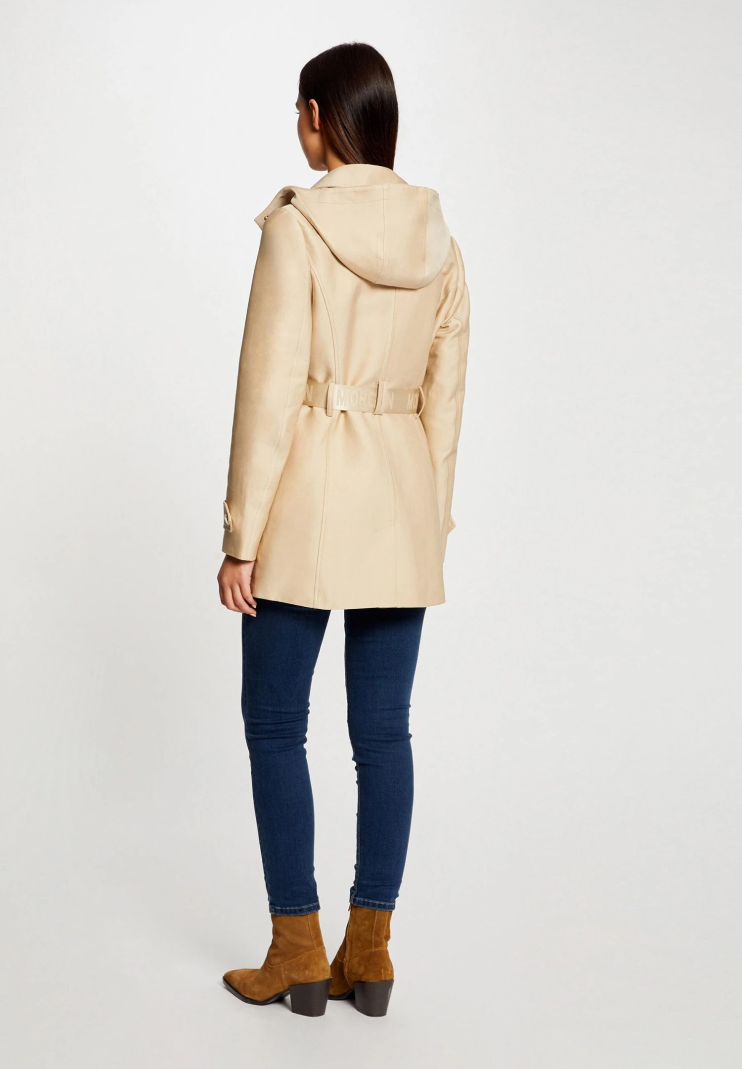 MORGAN Straight Belted With Hood - Trench - Beige 5 MORGAN Straight Belted With Hood - Trench - Beige – Image 3