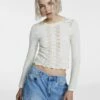 Stradivarius Seamless With Perforations - T-Shirt À Manches Longues - Off White -Next Soldes cf2e5d8d258e4453ad892187f7188c69