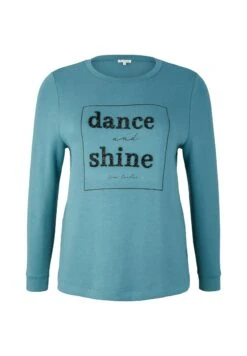 Tom Tailor Langarm Mit Glitzerndem Textprint  - T-Shirt À Manches Longues - Pastel Teal -Next Soldes cf9311902e574c59a6e12b945332b4e0