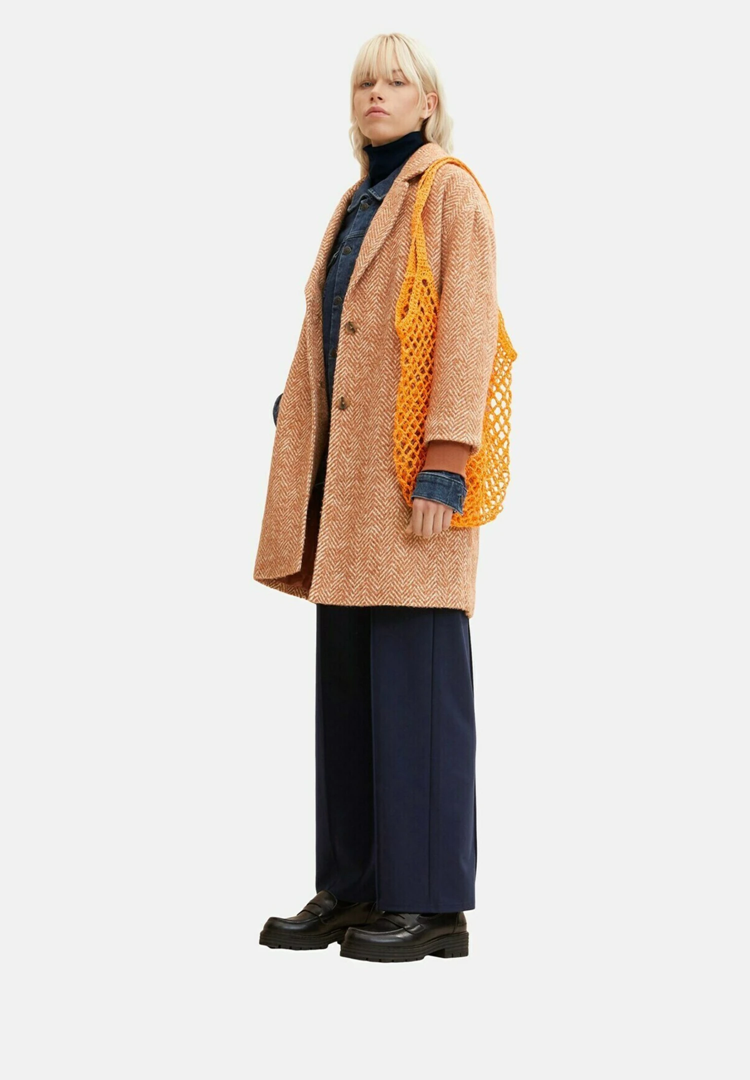 TOM TAILOR Denim Manteau Classique - Amber Orange Herringbone 4 TOM TAILOR Denim Manteau Classique - Amber Orange Herringbone – Image 2
