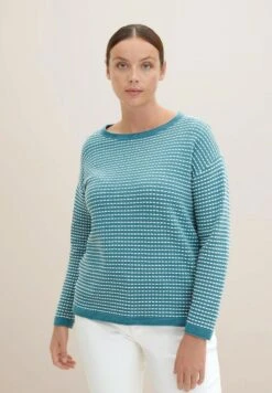 Tom Tailor Pullover - Teal Blue Bubble Structure