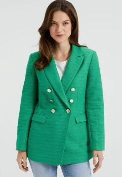 WE FASHION Regular Fit Bouclé - Manteau Court - Green