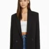 BERSHKA Regular­Fit Tailored - Feminine-Cut Double-Breasted - Manteau Court - Black -Next Soldes e06ac115a56c4ddfa06f771aa472f9b5