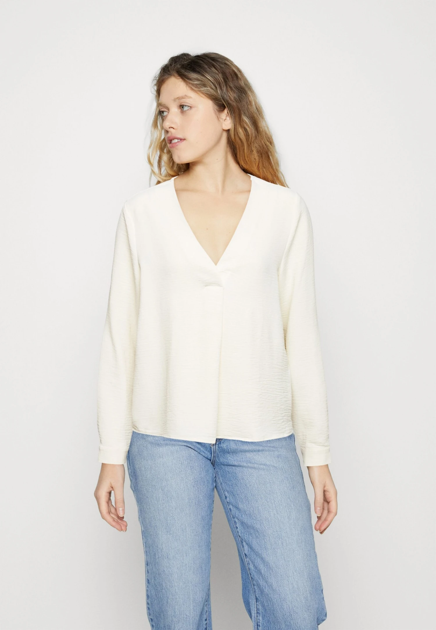 Vila Vijosa V Neck - T-Shirt À Manches Longues - Birch 3 Vila Vijosa V Neck - T-Shirt À Manches Longues - Birch