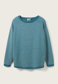 Tom Tailor Pullover - Teal Blue Bubble Structure -Next Soldes e38bc166759340c184f68fa18835964e
