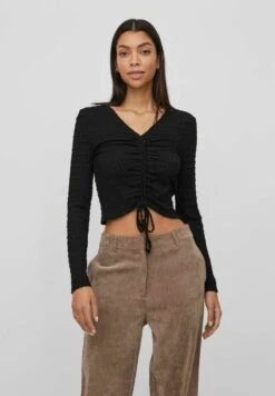 Vila Kordelzug - T-Shirt À Manches Longues - Black