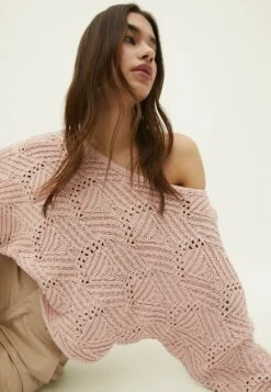 Stradivarius Batwing Open - Pullover - Light Pink -Next Soldes e45afd50ffd444188b6ce17642e2ac6a