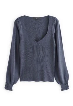 Next Button Cuff Sweetheart Neck Standard - Pullover - Blue